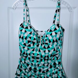 Calvin Klein Geometric Bikini - Black, White, Teal